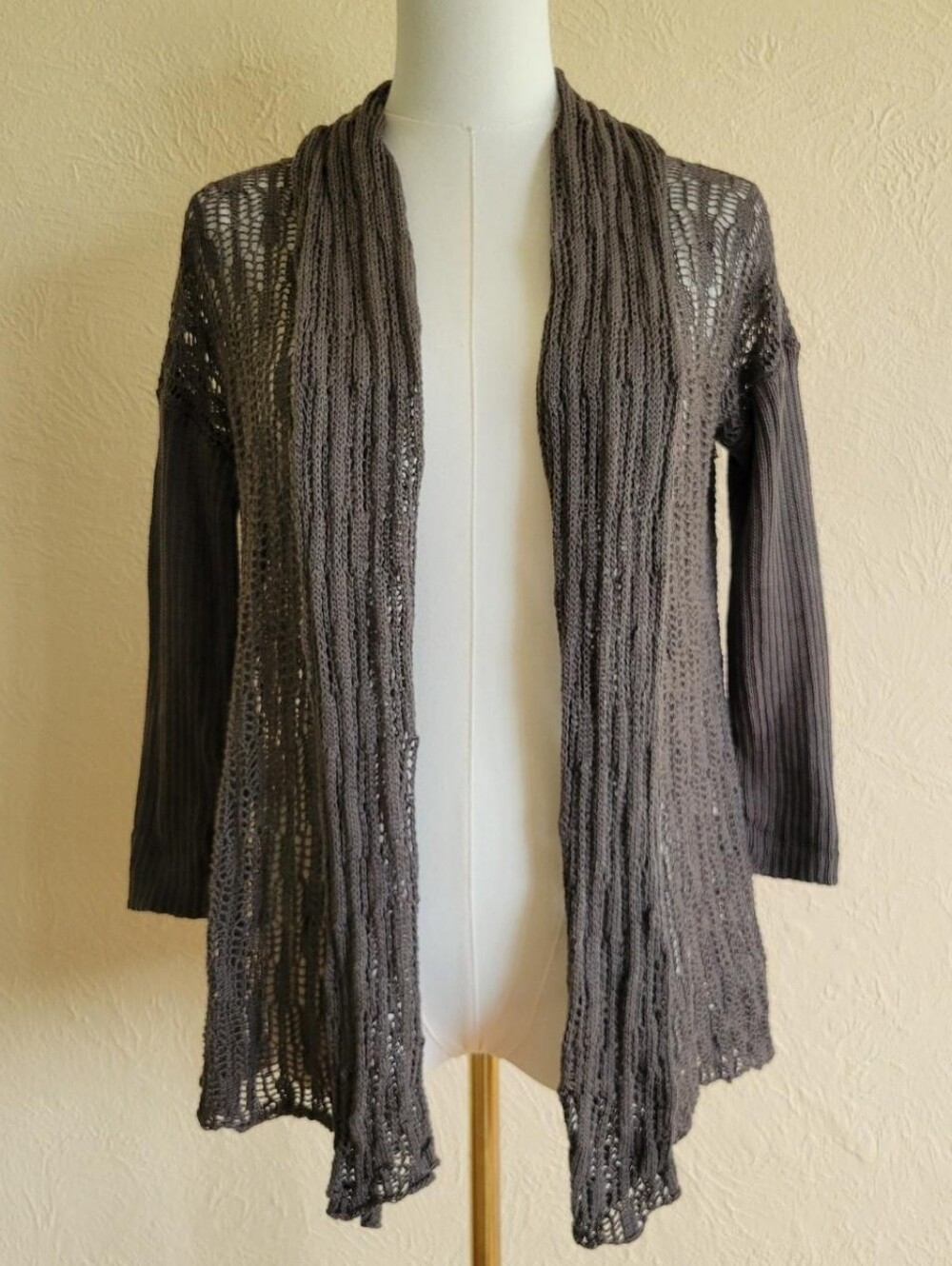 Beyond Threads | Gray Open Knit Boho Cardigan S/M